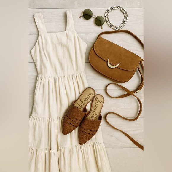 Sam Edelman Natalya Woven Brown Leather Mule Slides Sz 6 Boho Beach Vacation - Picture 3 of 7